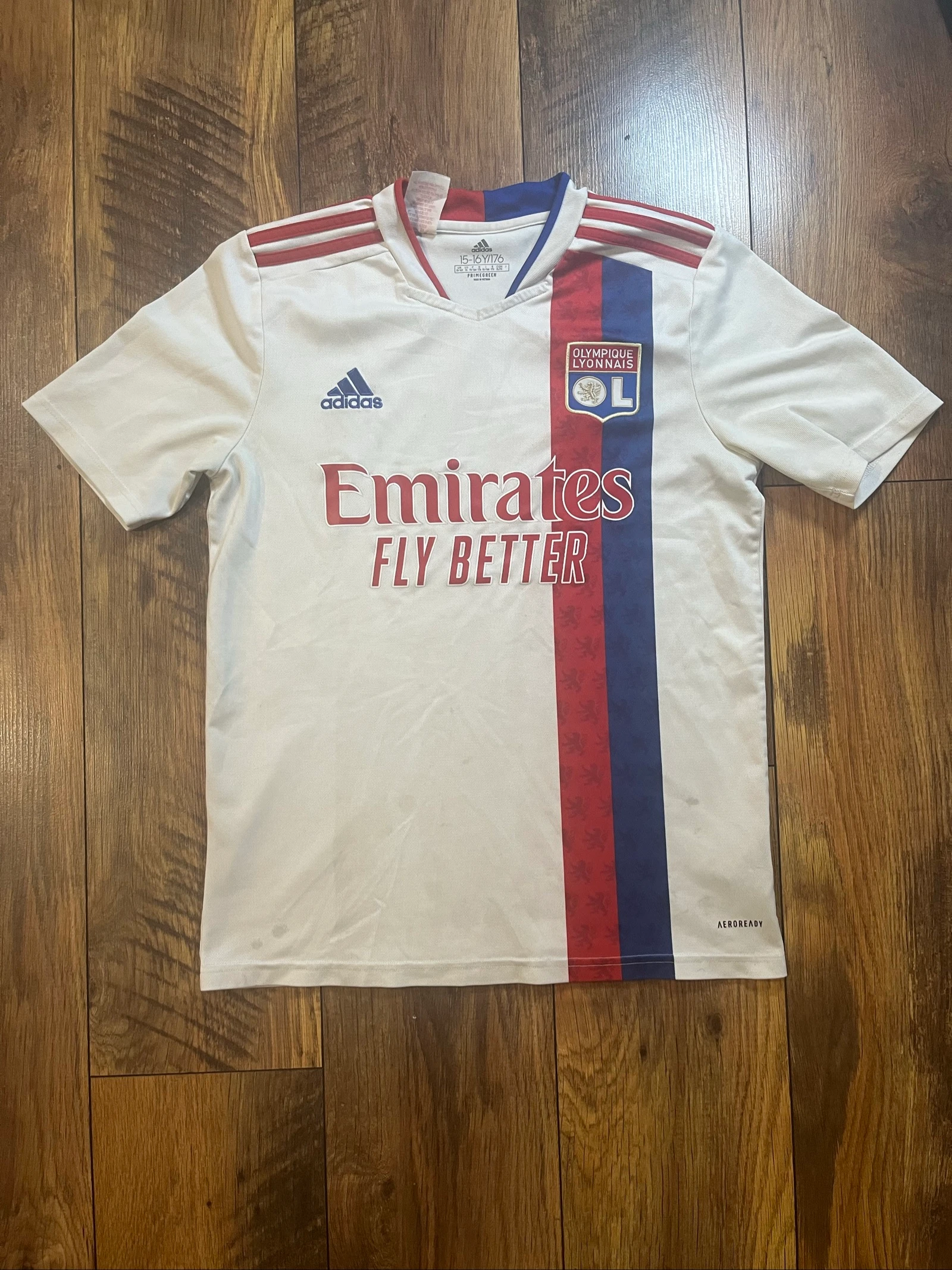 Maillot OL Olympique Lyonnais extérieur Emirates 2020-21 - Adidas - taille 16ans/XS - satisfaisant 